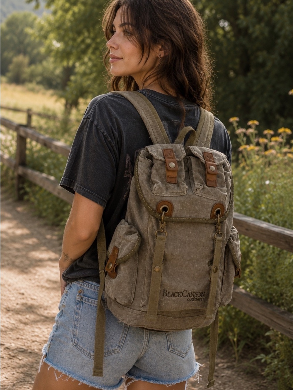Black Canyon Outfitters Canvas Rucksack Backpack Gorpcore Khaki
